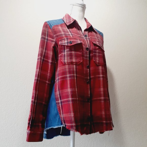 Free People Mixed Media Block Shirt - Picture 2 of 16